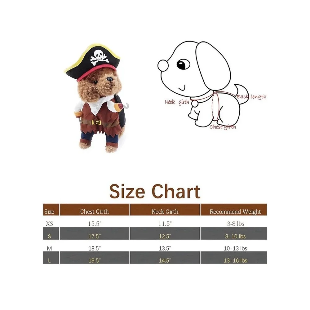 NACOCO Dog Pirate Costume Large. Costume, Hat And Cape